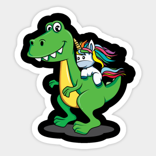 Cute Dinosaur and Unicorn/Pony with Rainbow Colors Sticker